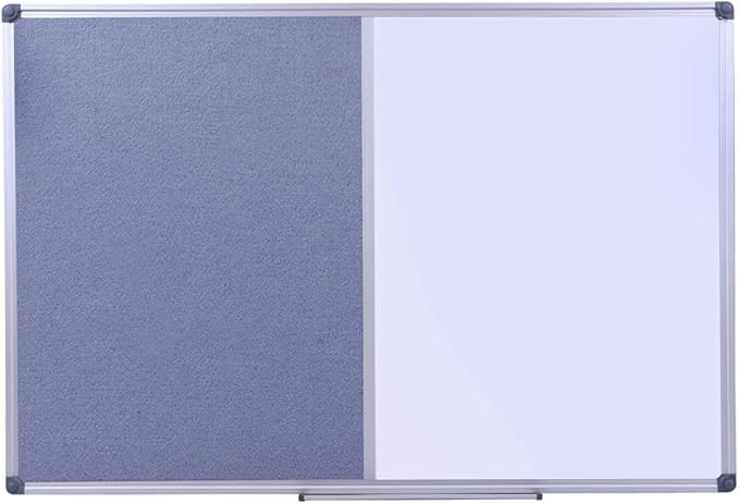 DexBoard 36 x24 inch Cork & Dry Erase Combo Board - Magnetic Whiteboard & Grey Bulletin Board for Office, Home, Classroom | Wall-Mountable with Aluminum Frame & Pen Tray