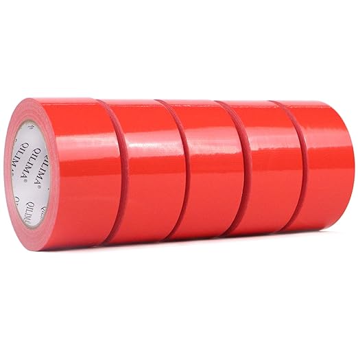 QILIMA 5-Pack Red Duct Tape, Professional Grade Duct Tape for Photographers,Industrial, Professional Use, 2 Inch X 30 Yards