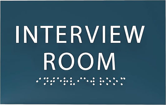 ADA CENTRAL SIGNS - 6" X4" Interview Room Sign - ADA Compliant Tactile Graphics Grade 2 Braille Text Acrylic Wall Sign | Privacy, Meeting, Room Name Sign for Schools, Hospitals, Offices, & Apartments