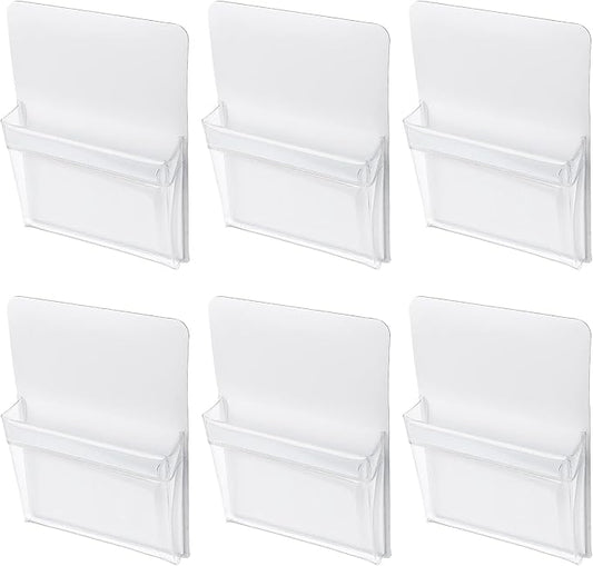 DORMIYA 6 Pcs PVC with Strong Attachment Force Pen Marker Holders, 4.7x6.5 in Clear with Strong Attachment Force Pocket Pouch for Whiteboard, Versatile Use for Pen Stationery and Locker Accessories