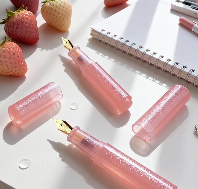 czxwyst Majohn Wancai 2.0 Mini Pocket-Size Eyedropper Fountain Pen (F Nib 0.5mm, Strawberry Red)