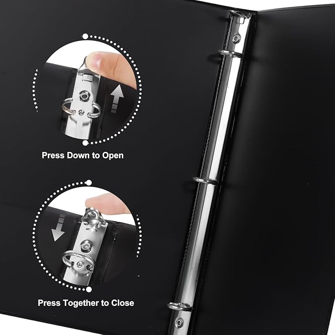 CIXILDTS 2-inch Round Ring Binder, Durable 2" 3 Ring Binder Fit Letter Size Paper, Black, 24-Pack