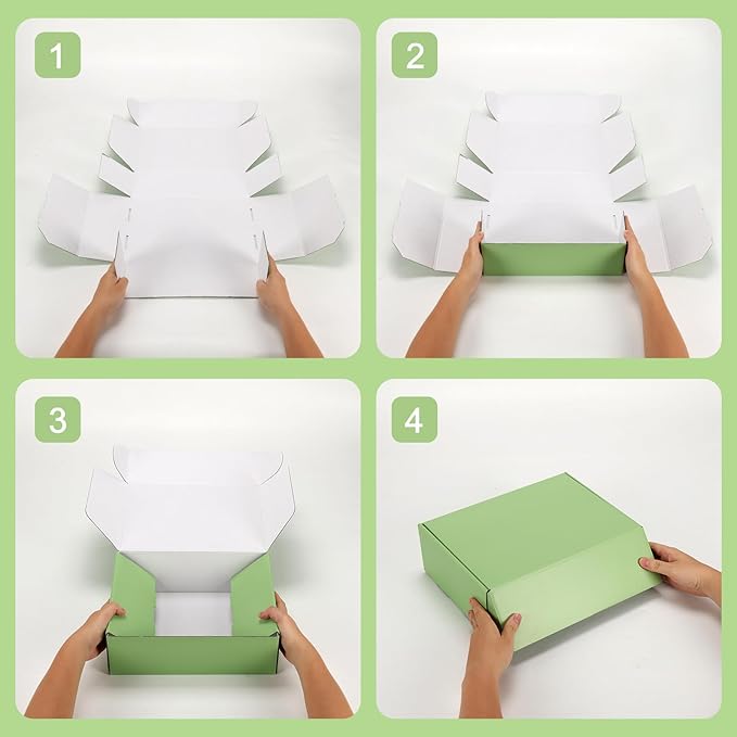 PHAREGE 12x9x4 inch Gift Shipping Boxes Bulk 6 Pack Green, Tab Lock Tuck Top Mailing Boxes for Packaging Small Business, Medium Cardboard Mailer Boxes for Wrapping Present