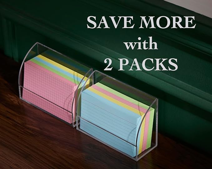 SEVENY 1 PACK 3x5 Acrylic Index Card Holder Business Card Display Stand for Desk File Note Clear Postcard Stand Index Card Rack Acrylic Business Card Stand for Office Business Classroom (No Card)