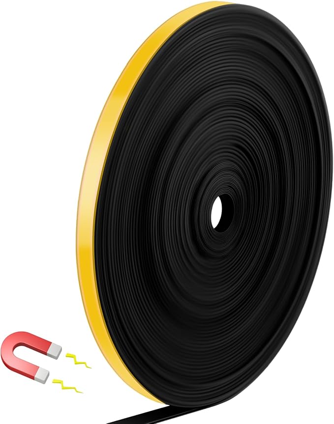 AmazingSpark Magnetic Tape Roll Thin Strips, 0.39 Inch x 66 Feet Magnetic Board Dividers Whiteboard Graphic Decorative Tape Marking Line for Classroom Office Art Accessories(Yellow)