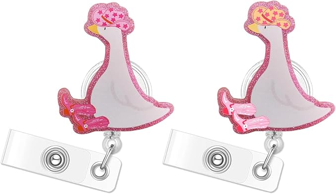 2pc Silly Goose Nurse Badge Reel, Funny Cute Work Badge Holder with Retractable Clip, Pediatric Badge Buddy,RN LPN CNA MA Medical Worker Teacher Doctor Nursing Student ID Name Badge Clip Accessories