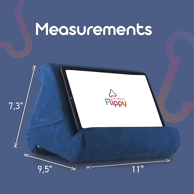 Flippy Original Tablet Pillow Stand & iPad Holder, Gift for Book Lovers & Readers, Multi-Angle Stand with Storage for Lap, Desk & Bed, Compatible with Kindle, Fire, iPad & Samsung, True Blue