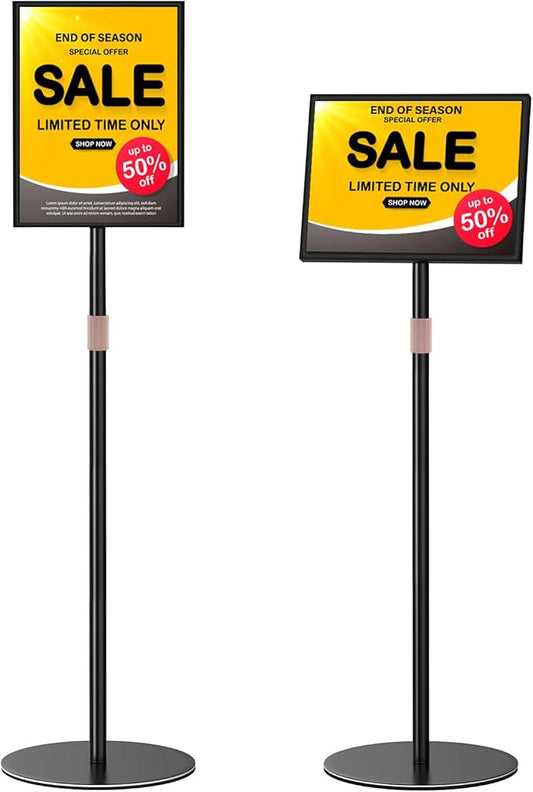 Newzueby Sign Holder Stand 8.5x11 inch - Flip Open Pedestal Floor Standing Sign Holder, Adjustable Versatile Sign Stands for Display, Floor Sign Holder with Easy Replacement for Events and Promotions (1 PACK)