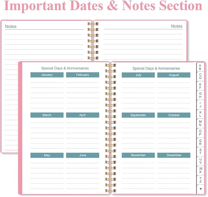 Address Book with Alphabetical Tabs - Telephone & Address Book with Address Contacts, Special Date, Phone, Birthday & Internet Login Password for Home and Office, 4.3" x 6.2", Pink