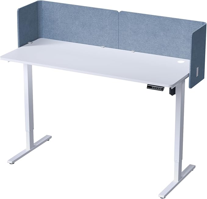 ERGO COLLECT Desk Privacy Panel,2PCS L-Shaped Clamp-On Office Desk Divider,2-in-1 Adjustable Acoustic Desktop Partition Or Under Desk Modesty Screen,for Office,Home,Felt(Blue, 47.2" x 17.7")