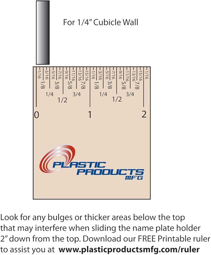 Glass Wall Name Plate Holders - Single Sided 8-1/2" Wide x 2" high (10 - PK, 1/4" Cubicle Wall) by Plastic Products Mfg.