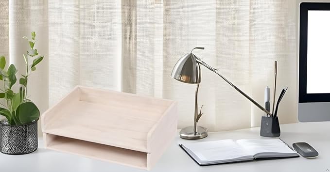 DDYURI Stackable Letter Tray 2 Pack - Wood Desk File Trays Letter/A4 Paper Organizer Shelf - Wooden Document Shelf Desktop Folder Rack Organization for Office Storage White(2CTP-WH)