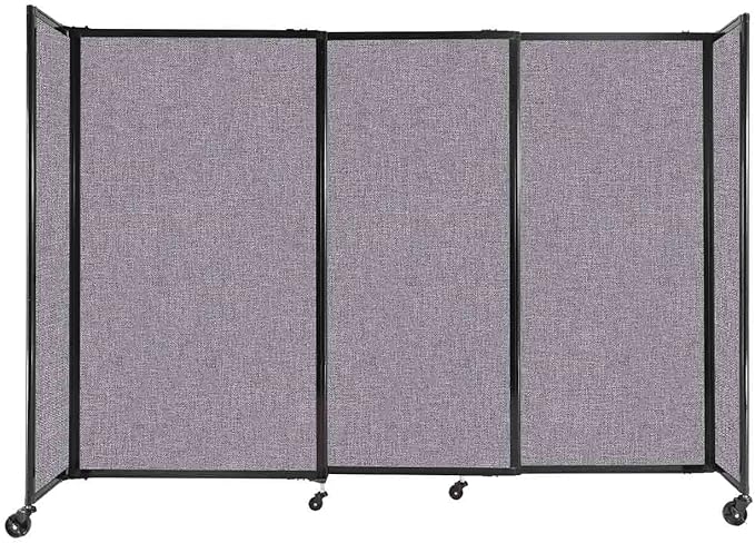 Versare Straightwall Sliding Portable Wall Partition | Freestanding Office Dividers | Locking Wheels | Temporary Room Separator | 7'2'' Wide x 5' Tall Cloud Gray Fabric Panels