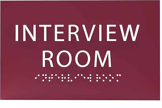 ADA CENTRAL SIGNS - 6" X4" Interview Room Sign - ADA Compliant Tactile Graphics Grade 2 Braille Text Acrylic Wall Sign | Privacy, Meeting, Room Name Sign for Schools, Hospitals, Offices, & Apartments