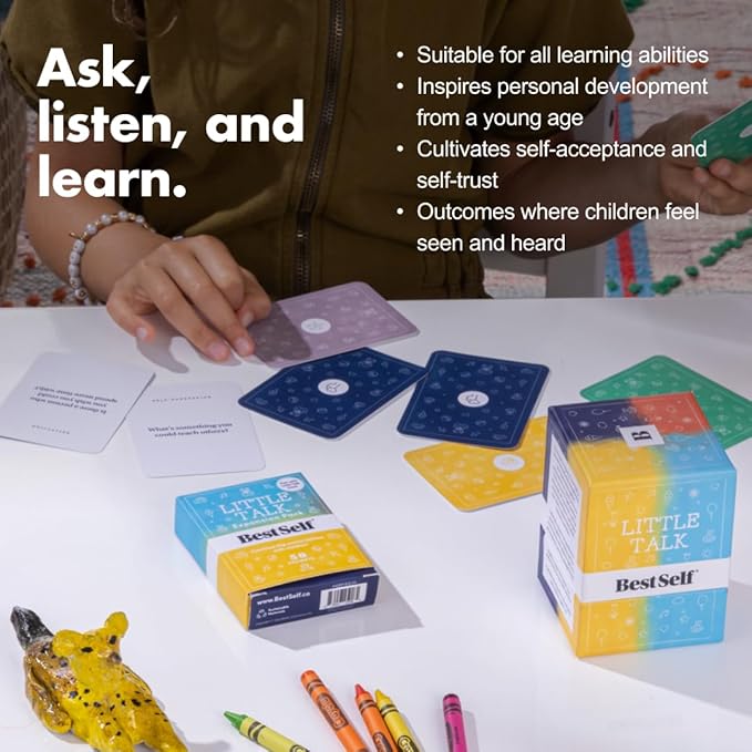 BestSelf Conversation Cards for Kids - Little Talk Expansion Pack - 50 Prompts, Ideal Classroom Must Haves and Therapy Tools, Social Skills Activities and Fun Conversation Starters for Kids