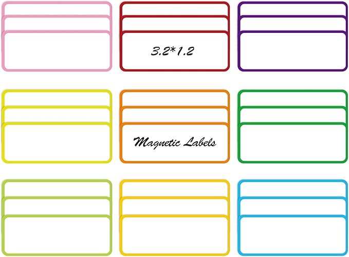 27pcs(3.2 x 1.2) Magnetic Dry Erase Labels，Magnets Sticker，11 Colors Reusable Erasable Cards Name Tags for Home, Refrigerator, Office, Student Lockers