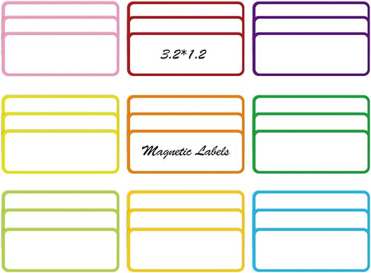 27pcs(3.2 x 1.2) Magnetic Dry Erase Labels，Magnets Sticker，11 Colors Reusable Erasable Cards Name Tags for Home, Refrigerator, Office, Student Lockers