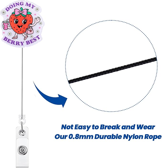 Doing My Berry Best Cute Strawberry Badge Reel, Retractable ID Card Badge Holders, Healthcare Worker Badge Clip for RN MA Pediatric Nurse Doctor Nursing Student Ambulatory Care PT OT Therapists HR