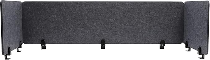 ReFocus Raw Clamp-On Acoustic Desk Divider Mounted Privacy Panel Set – Reduce Noise & Visual Distractions for Office, Study (Anthracite Gray, 2× Long (59"×16") + 4× Short (23.6"×16"))