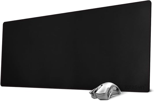 ZORESYN XL Large Mouse Pads (35.4"x15.8") - PU Leather Gaming Mousepad Desk Mat - Nonslip Base and Waterproof Desktop Keyboard Extended Mouse Mat (Black, X-Large)