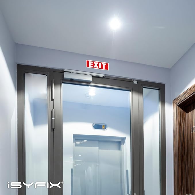 iSYFIX Exit Sign – 6 Pack 12x4 Inch – 100% Rust Free .040 Aluminum Signs, Laminated for Ultimate UV, Weather, Scratch, Water and Fade Resistance, Indoor and Outdoor, Exit Signs for Exterior.