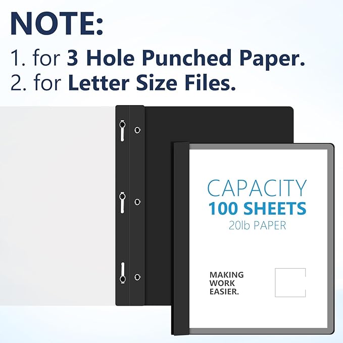 Feifeiya 48 Pack Plastic Report Covers with 3 Prongs Presentation Folders Bulk, 100 Sheet Capacity, Clear Front Report Covers for Presentation Document Paper School Office Supplies (Blue,Black)