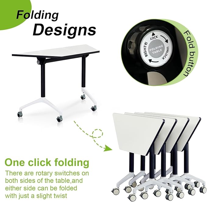 Foldable Conference Room Tables,Flip Top Mobile Training Table,Modern Meeting Table with Silent Wheels,Mobile Conference Tables,47.2 "x23.6 x 29.5 Meeting Room Tables for Office Training (8pack)