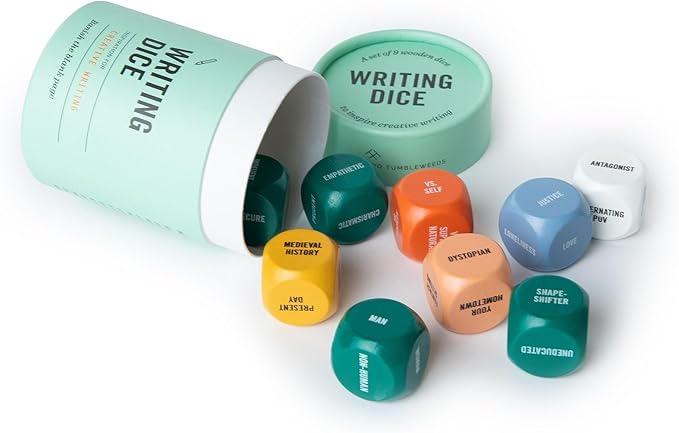 Two Tumbleweeds Writing Dice Set of 9 for Story Inspiration for Writers to Overcome Creative Block - Thoughtful Writer Gifts for Authors and Aspiring Novelists