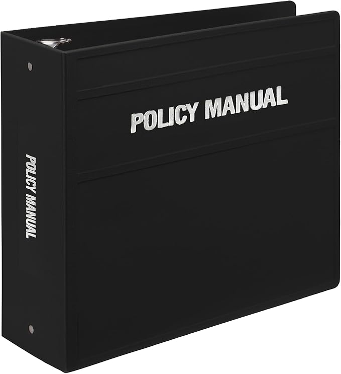 Carstens 4-Inch Heavy Duty Round Ring Binder for Policy Manuals – Side Opening, Black, Case of 10, Durable Plastic, No Pockets, Holds 600 Sheets, Made in USA (1873-3RCS)