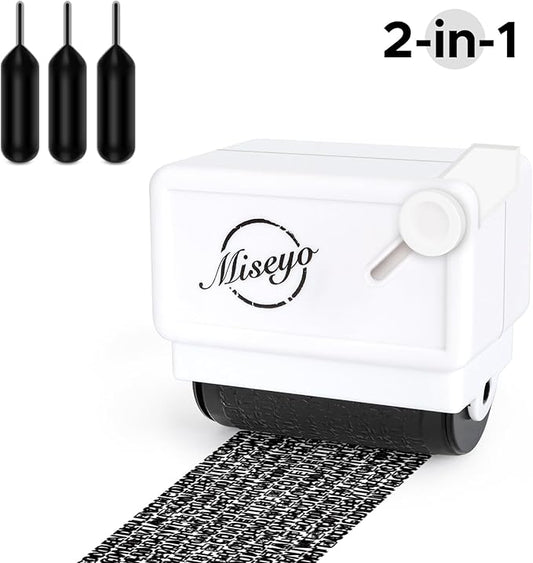 Miseyo Identity Theft Protection Roller Stamp Guard Your ID - White(3 Refill Ink Included)