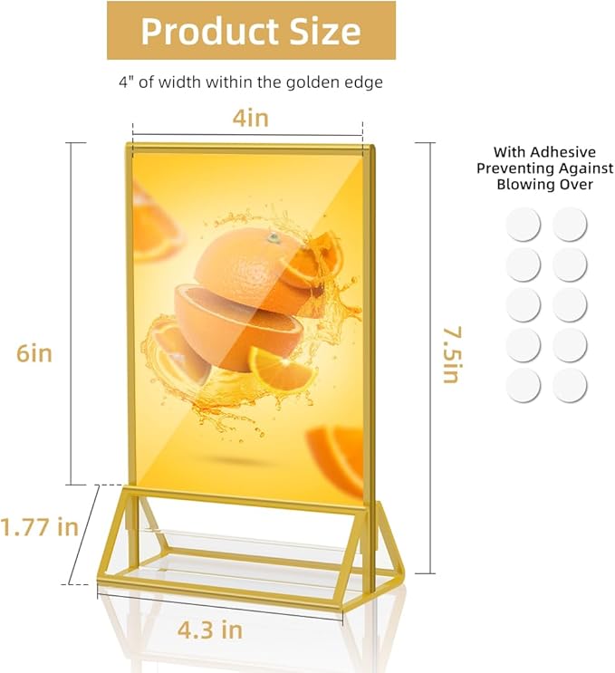 PPH-Sisy Acrylic Sign Holder 4 x 6 Double Sided Acrylic Frames Display Stand Clear Table Flyer Holder，Plastic Paper Holder for Home Office Shop