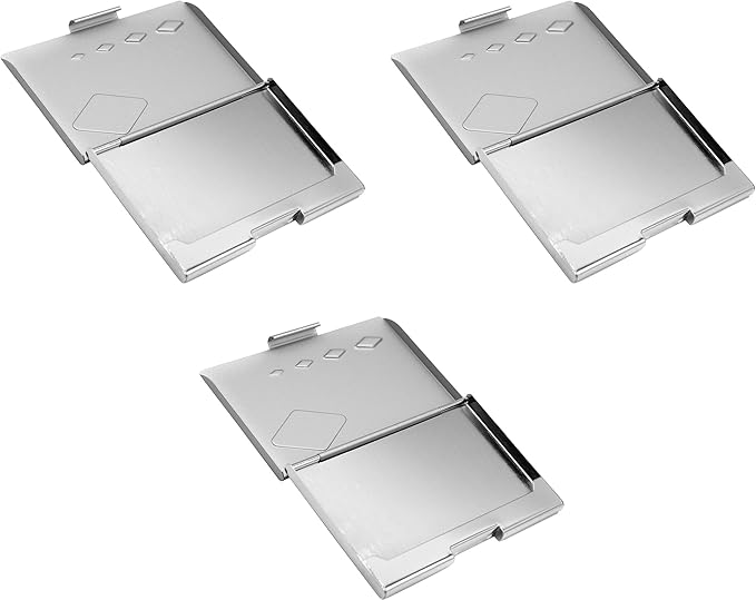 Stephanie Imports Set of 3 Slim & Minimalist Metal Business Card Holder Unisex Case (Silver Diamonds)