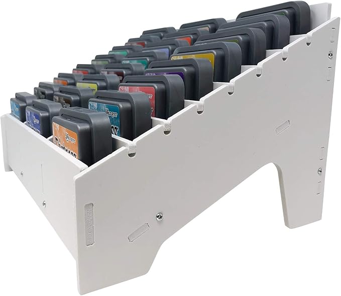 Pixiss Ink Pad Storage Holder and Stamp Pad Storage for Distress Oxide Ink and Others Sits Horizontal or Vertical - Stores 24 Ink Pads Craft Storage Organizer