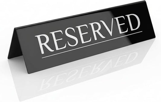 12 Reserved Table Signs – Black Stainless Steel with Silver Mirror Lettering | Elegant, Durable & Reusable Reserved Signs for Wedding Receptions & Restaurants | Wedding Accessories & Restaurant Supplies by Adaptic Group®
