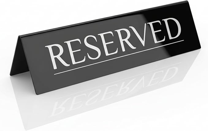 6 Reserved Table Signs – Black Stainless Steel with Silver Mirror Lettering | Elegant, Durable & Reusable Reserved Signs for Wedding Receptions & Restaurants | Wedding Accessories & Restaurant Supplies by Adaptic Group®