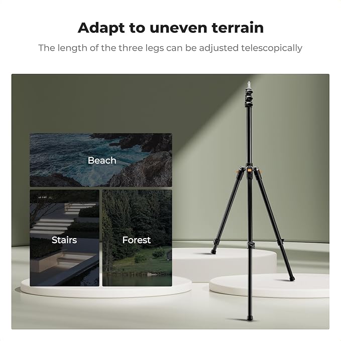 K&F CONCEPT Extendable Photography Stand, Adjustable 6.56ft/78.7"/2M Aluminum Tripod with 1/4" Screw, 2-Pack Reversible Portable Studio Lighting Tripod for Strobe Light/Webcams/Cameras with Bag