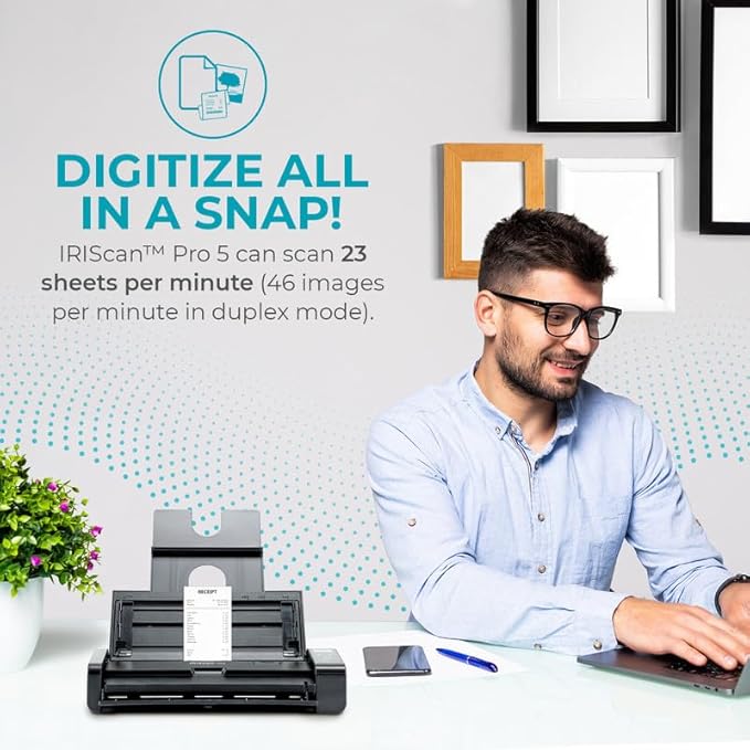 IRIScan Pro Document Scanner duplex-v5PRO 20PPM/40IPM: Desktop Scanner, ADF 20,Free Readiris Editor,scan to Word, PDF,XLS, Bus.Cards to Outlook,USB AC,scan to Cloud Win