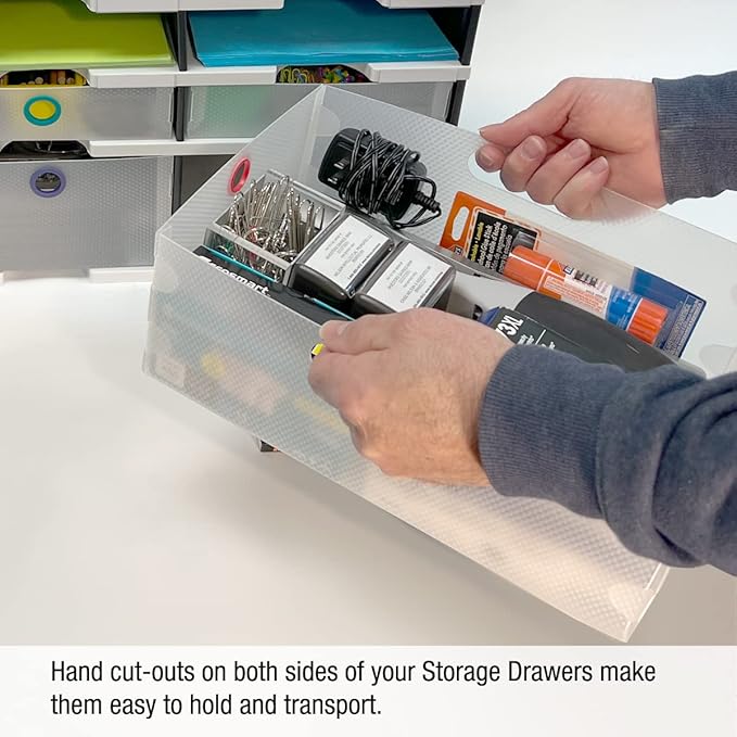 Ultimate Office TierDrop Storage Drawers Measure 9w x 12d x 4 3/4 Inches High for Desk Accessories and Supplies, Set of 2, Includes Color-Coded Finger Rings for Fast and Easy Access to Contents