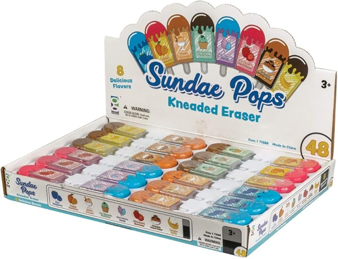 Raymond Geddes Sunday Pops Kneadable Erasers, 48 Count (Pack of 12)
