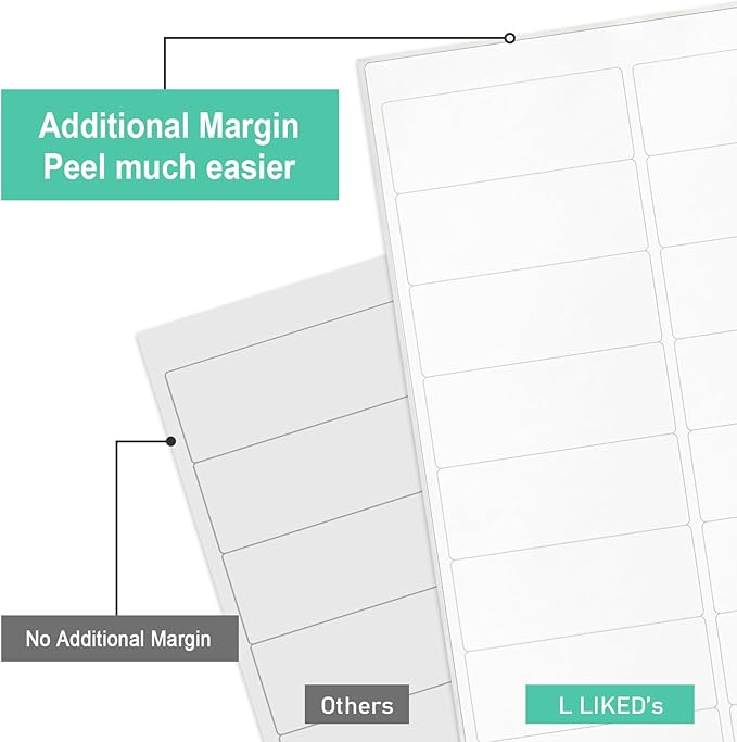 L LIKED Printable Address Labels, 1" x 2-5/8", 900 Labels, 30 per Sheet, Mailing Labels for Envelopes (30 Sheets)