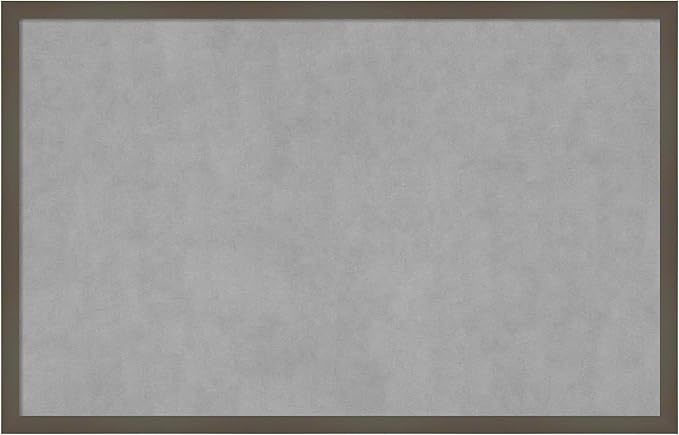 Amanti Art Grey Framed Magnetic Board 21x33 Large Vision Board for use with Magnets, 100% Metal Sheet to Display Items as Office Decor or for Home Organization in mudroom, Kitchen or Kids Room