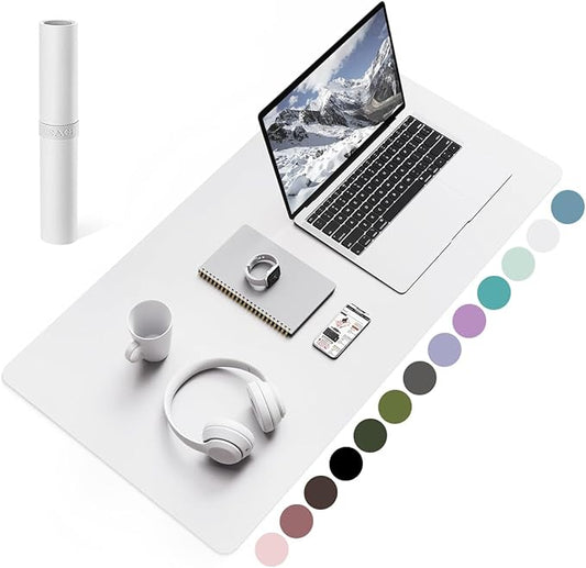YSAGi Non-Slip Leather Desk Pad, Waterproof Laptop Computer Desk Keyboard Mat, Table Protector Blotter Mat, Large Mouse Pad for Office/Work/Home/Decor(White, 31.5" x 15.7")