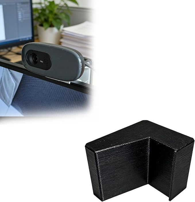 Webcam Mount for Logitech C270 to for LG 27MP500-B, No Assembly Required, Curved Design Prevents Obstruction