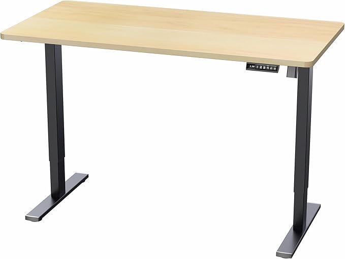 VIVO Electric 55 x 28 in Standing Desk, Memory Height Adjustment, 1B Series, Holds 220 lbs, One-Piece Light Wood Top, Black Frame, DESK-KIT-1B55C