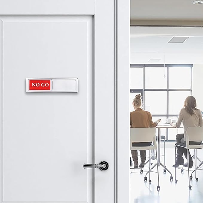 Go/No Go Door Sign Indicator for Office, Home, Restroom, Conference Room. Room Status Tells Whether Go No Go (Silver)