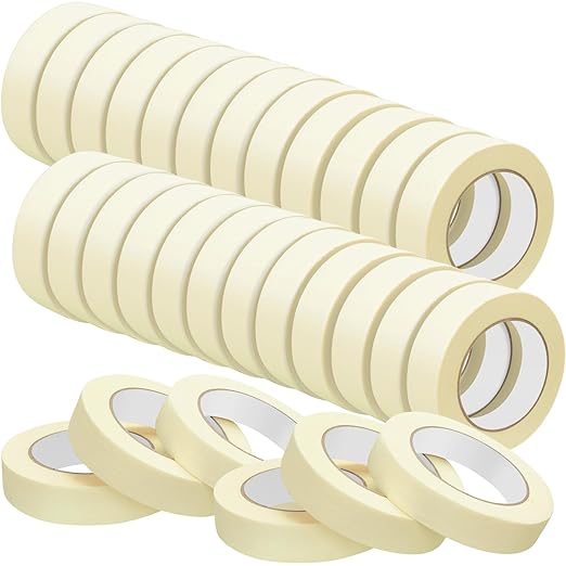 Fainne Masking Tape Bulk General Purpose Masking Painting Tape 55 Yards for Painting Home Office School Stationery Arts Crafts Basic Use, Easy Removal(45 Rolls,0.8 Inch)
