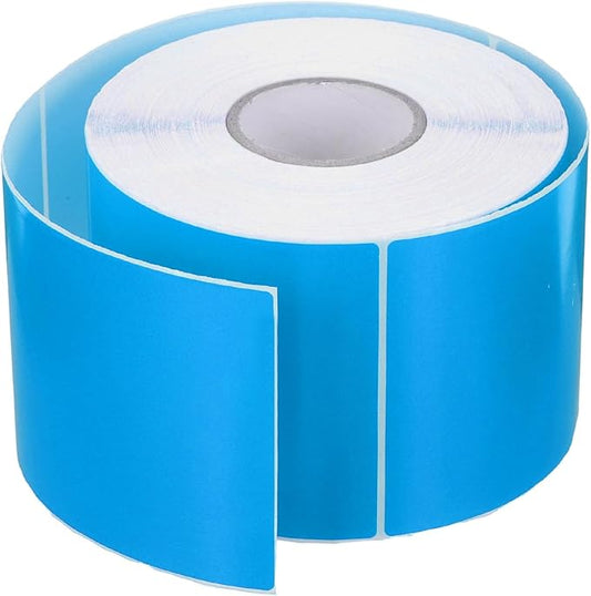 PATIKIL 3 x 5 Inch Rectangle Inventory Color Coding Labels 1 Roll, Square Self-Adhesive Inventory Label Stickers for Office Home Organization Name Tags, 500 Per Roll, Blue