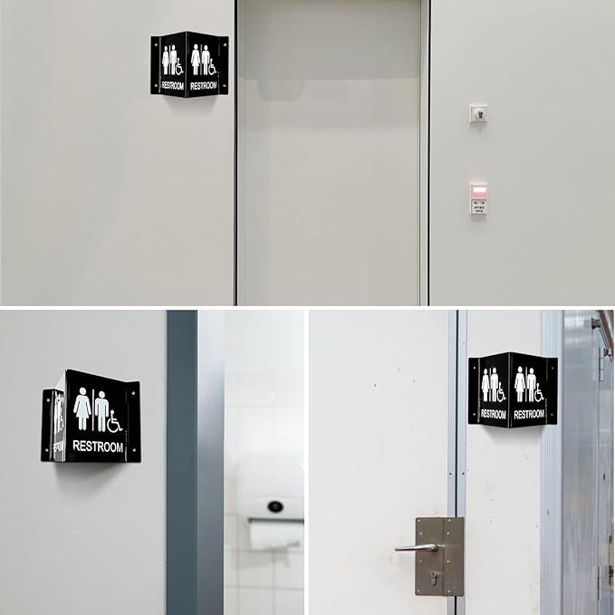 Faittoo Restroom Sign, Bathroom Signs, (2 Pack) 6 x 8 Inches Acrylic Sign, for Office or Business Bathroom and Toilet Door or Wall Decor, Indoor Outdoor Use, Black (Men and women with Handicap)