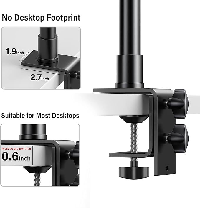 Dazzne 2-Pack Camera Desk Mount Stand with 1/4" Ball Head and Cold Shoe Mount Adapter,12.9-22" Tabletop Mounts Stand, Adjustable Aluminum Desktop Light Stand, for DSLR Camera, Ring Light, Video Light