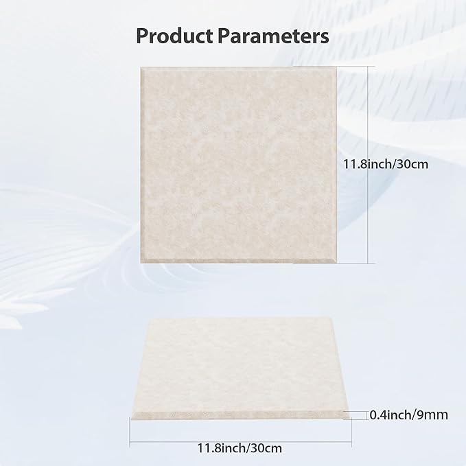 Amantech 12 Pack Acoustic Panels Self Adhesive Sound Proof Foam, High Density Sound Acoustic Panel, 12X12X0.4 Inch Square Panels in Home, Office, Reccording Room, Studio,and more(Beige)